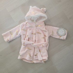 2/$20 Lollypop Baby Girl Pink Hooded Bathrobe with gold feathers